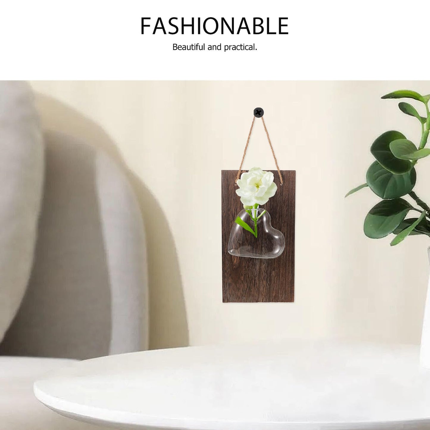 Wakauto Wall Mounted Hydroponic Glass Vase for Indoor Plants, Small Glass Terrarium Flower Pot with Heart Shape, Home Décor for Living Room and Office