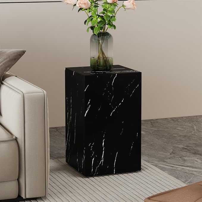 End Table, Side Table Living Room Table, Faux Marble Sofa Couch Bedside