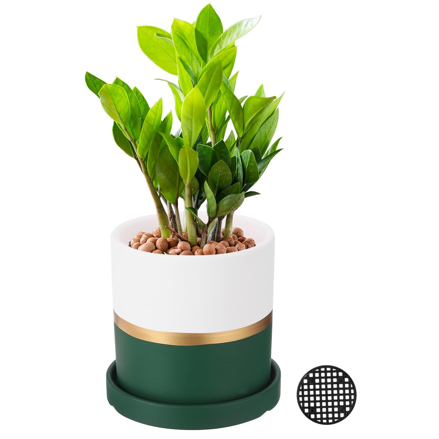 PATIKIL 4.3 Inch Ceramic Plant Pots, Modern Flower Planters with Drainage Holes for Decorate Home Indoor Plants Succulent Herb, Dark Green
