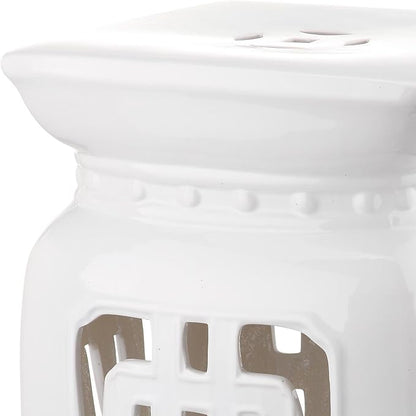 Safavieh Castle Gardens Collection Beijing Filigree Antique White Glazed Ceramic Garden Stool