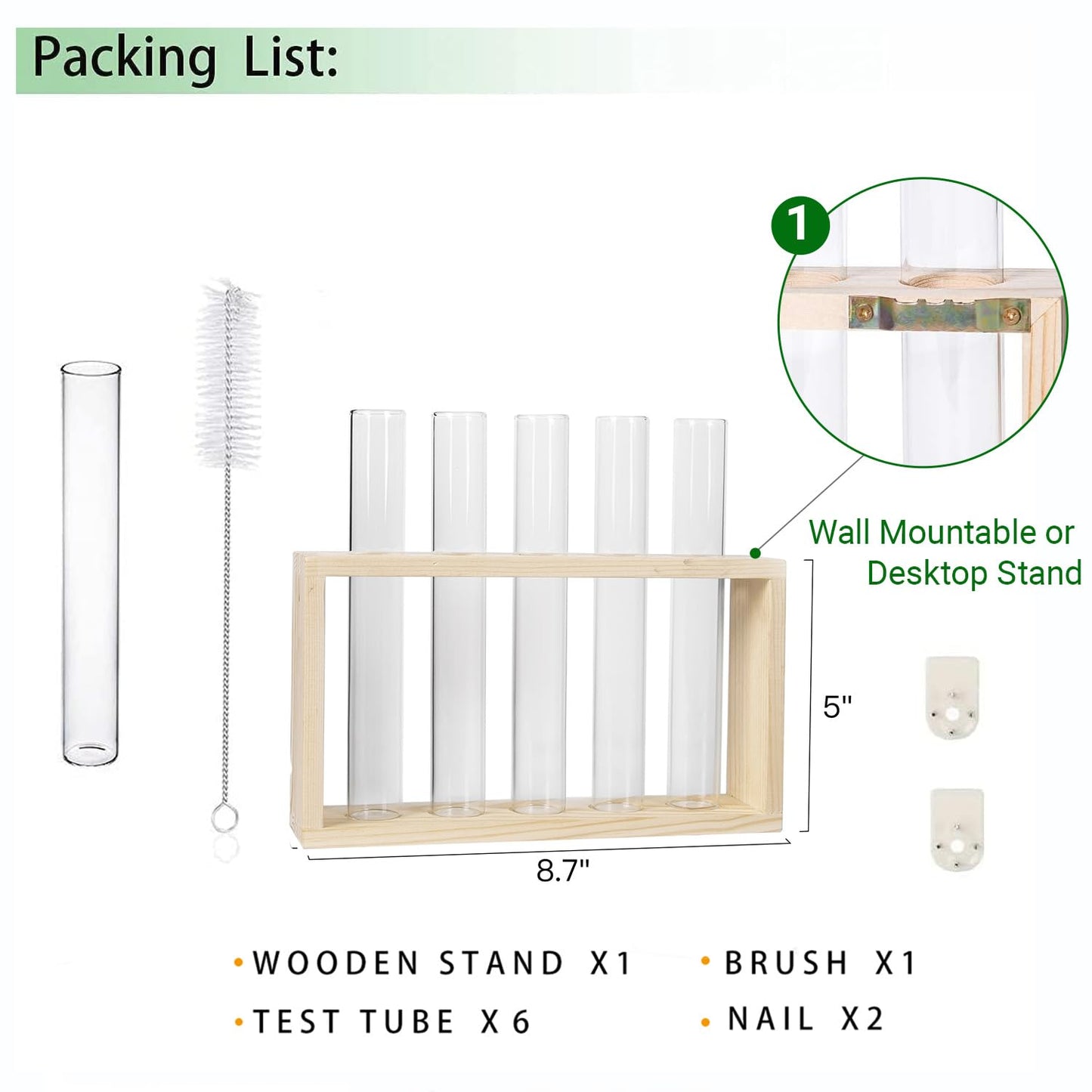 Propagation Station, Plants Terrarium, Plants Lover Gifts for Women,Plant Cutting Holder Home décor,Gifts for Women,House Warming New Home-5 Tubes-Beige