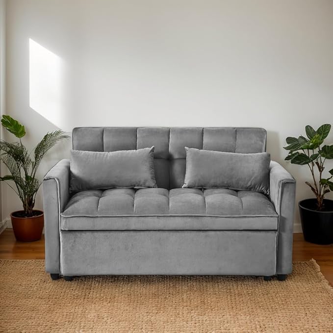 Ball & Cast 53" Sleeper Sofa, 3-in-1 Convertible Pull Out Couch, Velvet Loveseat