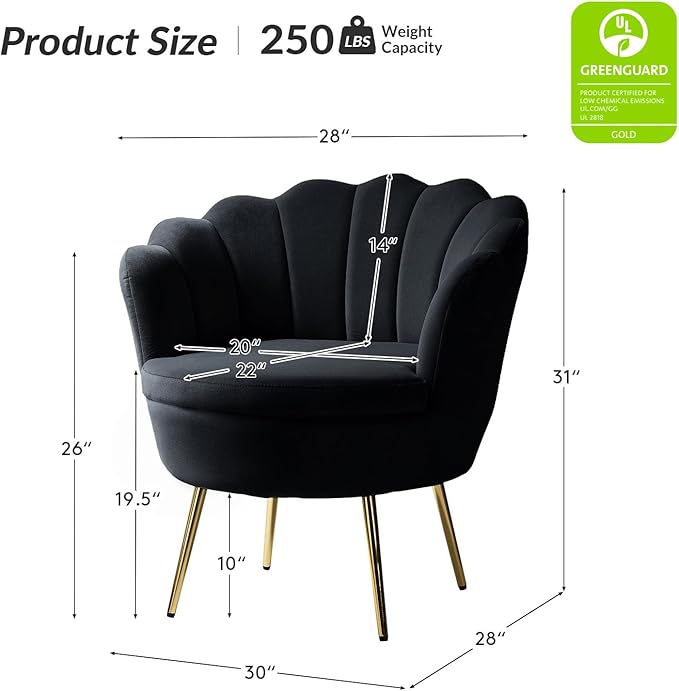 HULALA HOME Modern Velvet Accent Chair