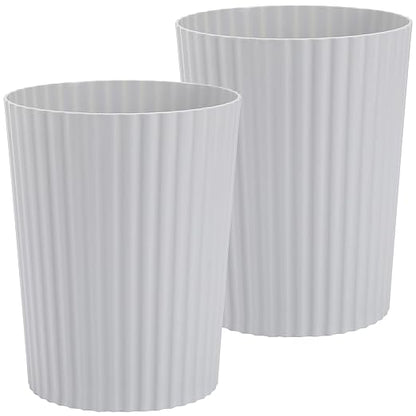 JiatuA Small Trash Can Plastic Wastebasket Round Garbage Container Bin for Bathroom, Kitchen, Bedroom, Home Office, College Dorm, Grey 2 Pack