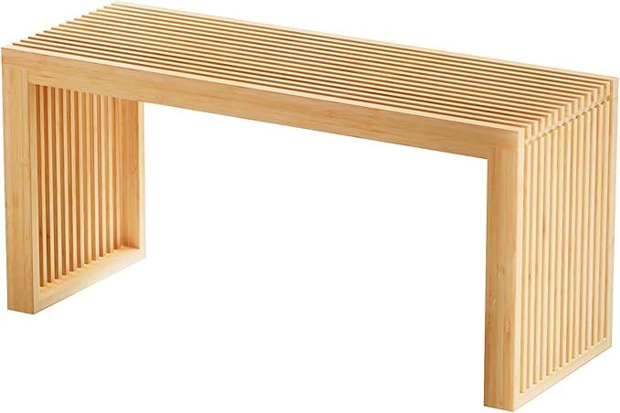 Bamboo Dining Bench, 35 inch Farmhouse Decor Indoor Kitchen Table Bench