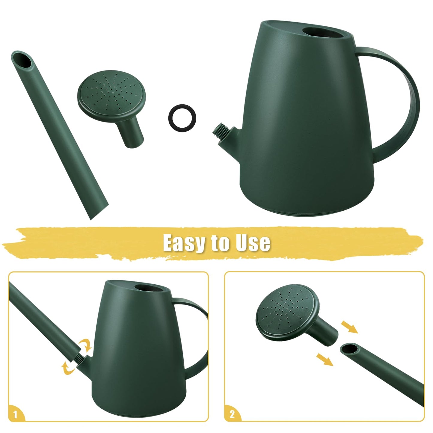 Watering Can for Indoor Plants, Small Watering Cans for House Plant Garden Flower, Long Spout Water Can for Outdoor Watering Plants 1. 8L 1/2 Gallon (Dark Green)