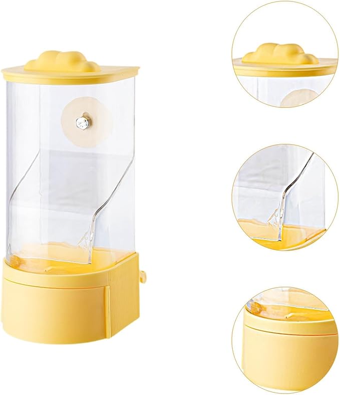 No Mess Bird Feeder Hanging Feeding Station Anti Splashing Parrot Foraging Feeder Food Container for Cockatiel Budgies Canary Pink(Yellow)