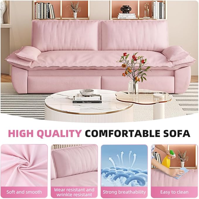 KEIKI 73.2" Queen Size Convertible Sofa Bed, 3-in-1 Pull Out Sleeper Couch