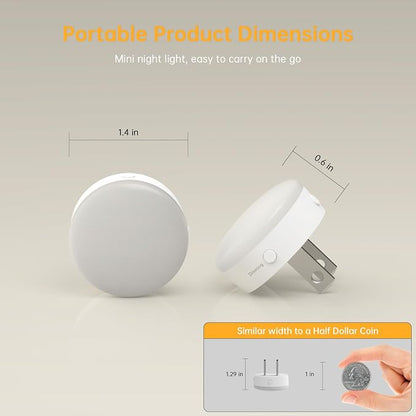 Night Light Plug in, Dimmable LED Mini Nightlights for Kids, Auto Dusk to Dawn Sensor, Automatic On and Off Night Lamp for Hallway,Bedroom, Stairway, 3 Brightness, Energy Efficient, 3CCT, 6Pack