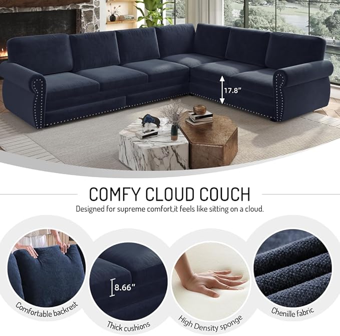 118" L-Shaped Sleeper Couch Bed