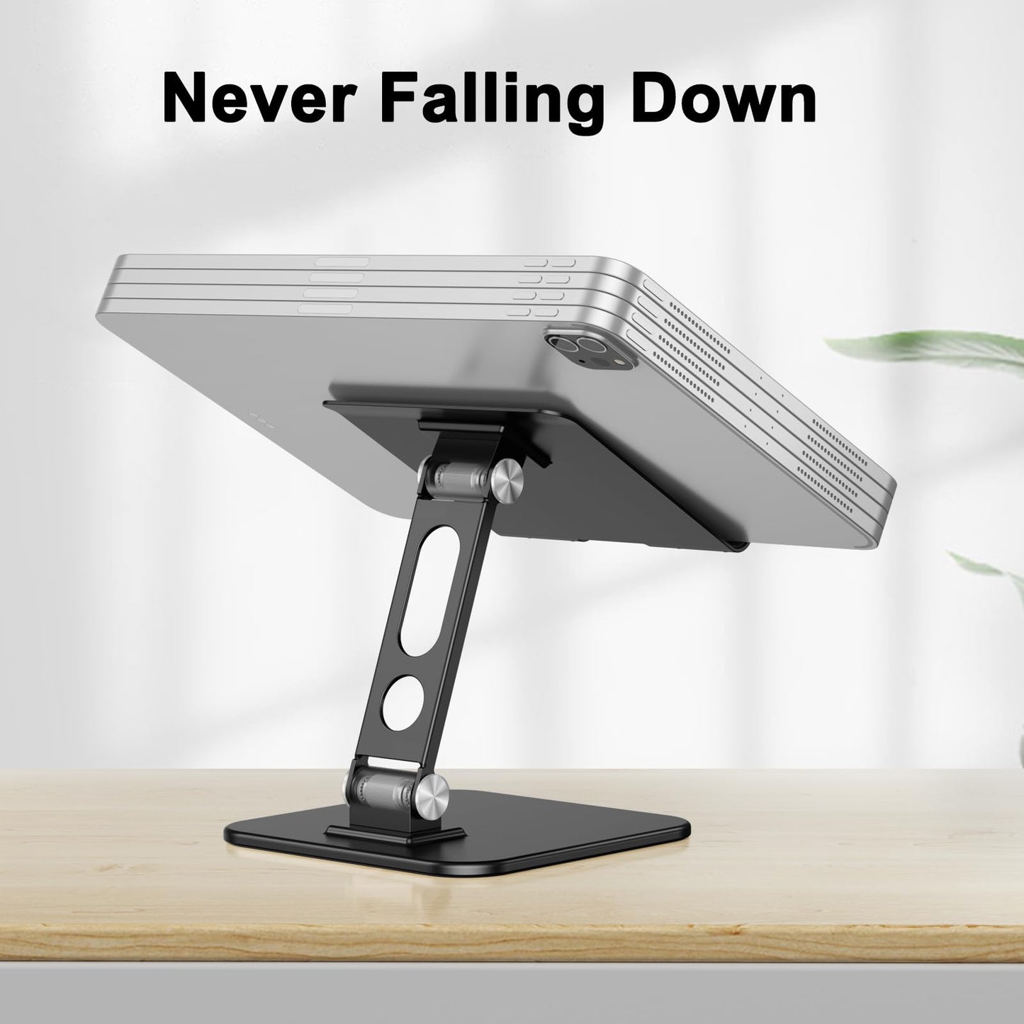 OMOTON Upgraded Adjustable Tablet Stand Holder, Heavy Duty Foldable Portable Monitor Stand, Travel Essentials for iPad Pro/Air/Mini, Surface Pro, 4.7''-15.6', Black
