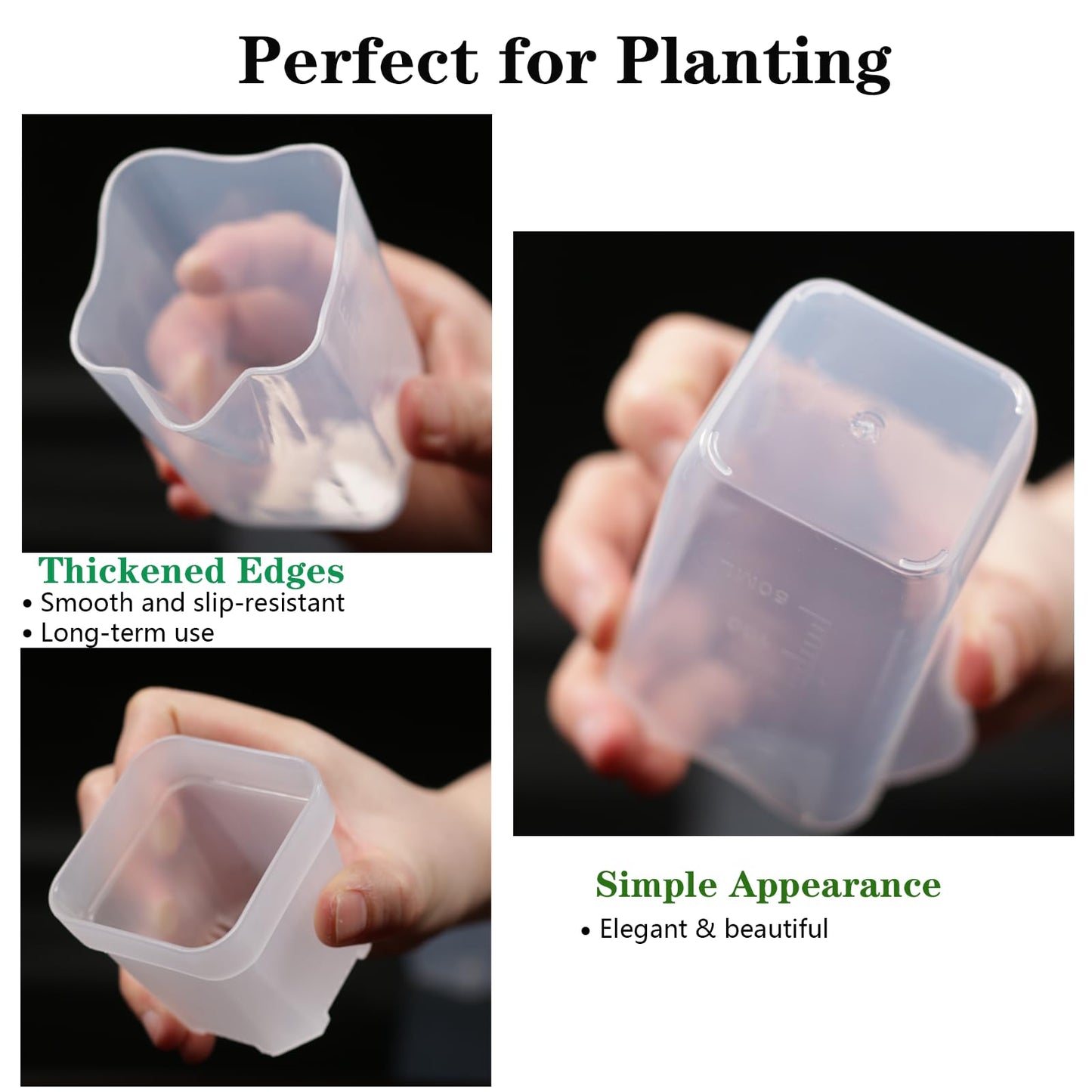 Niiiice 16 Pack 2.5" Mini Clear Self Watering Plant Pots, Plastic Planters with Bottom Water Tray & Watering Rope, Nursery Planting Pot for Indoor Out Door Plants