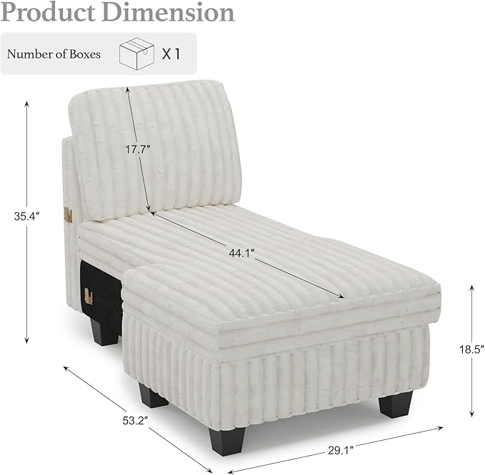 Belffin Modular Sectional Storage Chaise Module