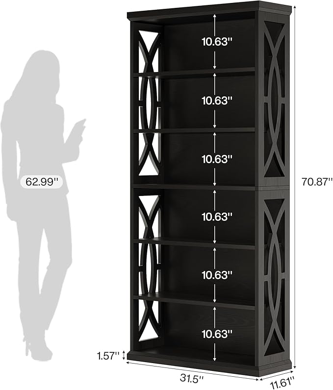 Tribesigns 6-Tier Bookshelf, 71 Inches Tall Freestanding Bookcase, Large