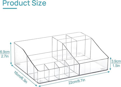 Vtopmart 1 Tier Clear Plastic Makeup Organizer with Drawer, Cosmetic Storage for Dresser Countertop and Bathroom Vanity, Beauty Holder for Lipstick Brush Skincare