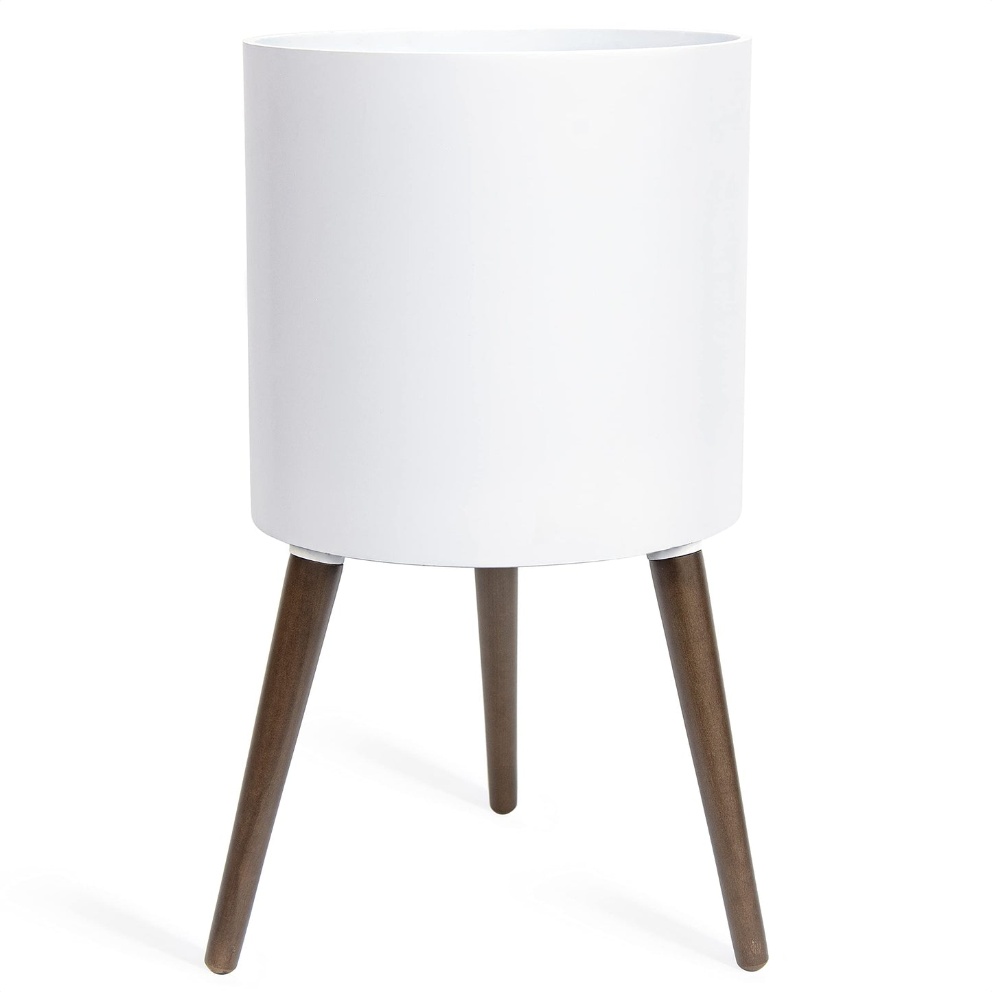 D'vine Dev 14 Inch Planter Pot with Stand, Mid-Century Tall Plant Pot with Legs for Indoor Plants, X-Large, White, 88-O-D-1