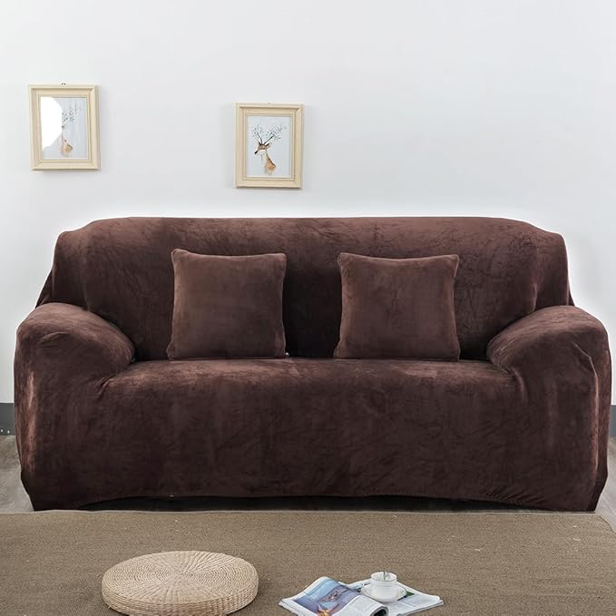 vctops 1-Piece Velvet Plush Stretch Sofa Slipcover