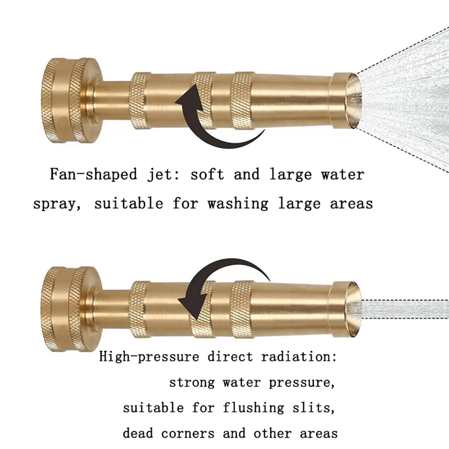 VNEIRSHAH High-Pressure Brass Adjustable Twist Nozzle, Garden Hose Heavy Duty Nozzle Sprayer for Car Washing, Cleaning,Patio, Lawn,2-Pack ﻿