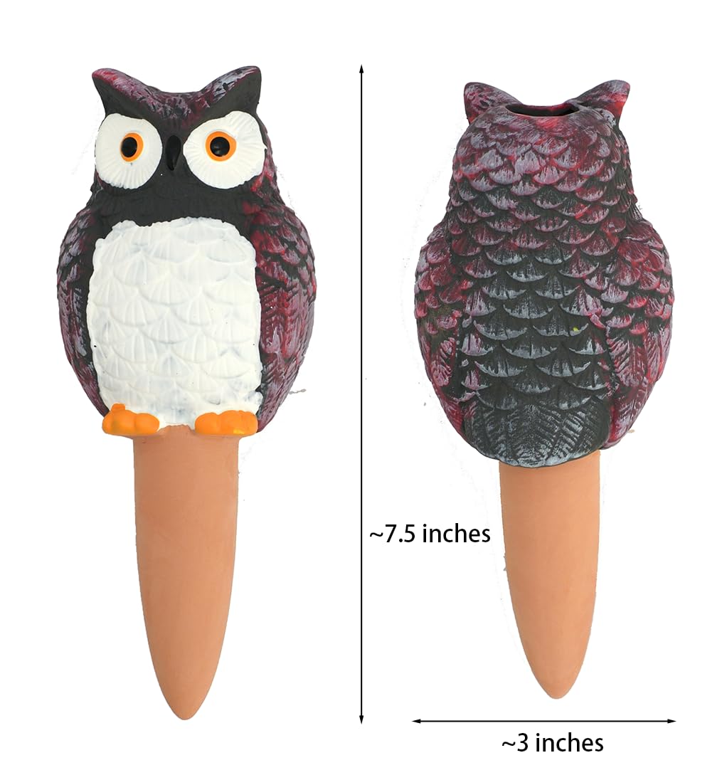 HORTICAN Owl Shaped Self-Watering Spikes - Effortless Plant Care for Your Garden, Whimsical and Charming Design for Indoor and Outdoor Plants, Keep Your Plants Hydrated While on Vacation