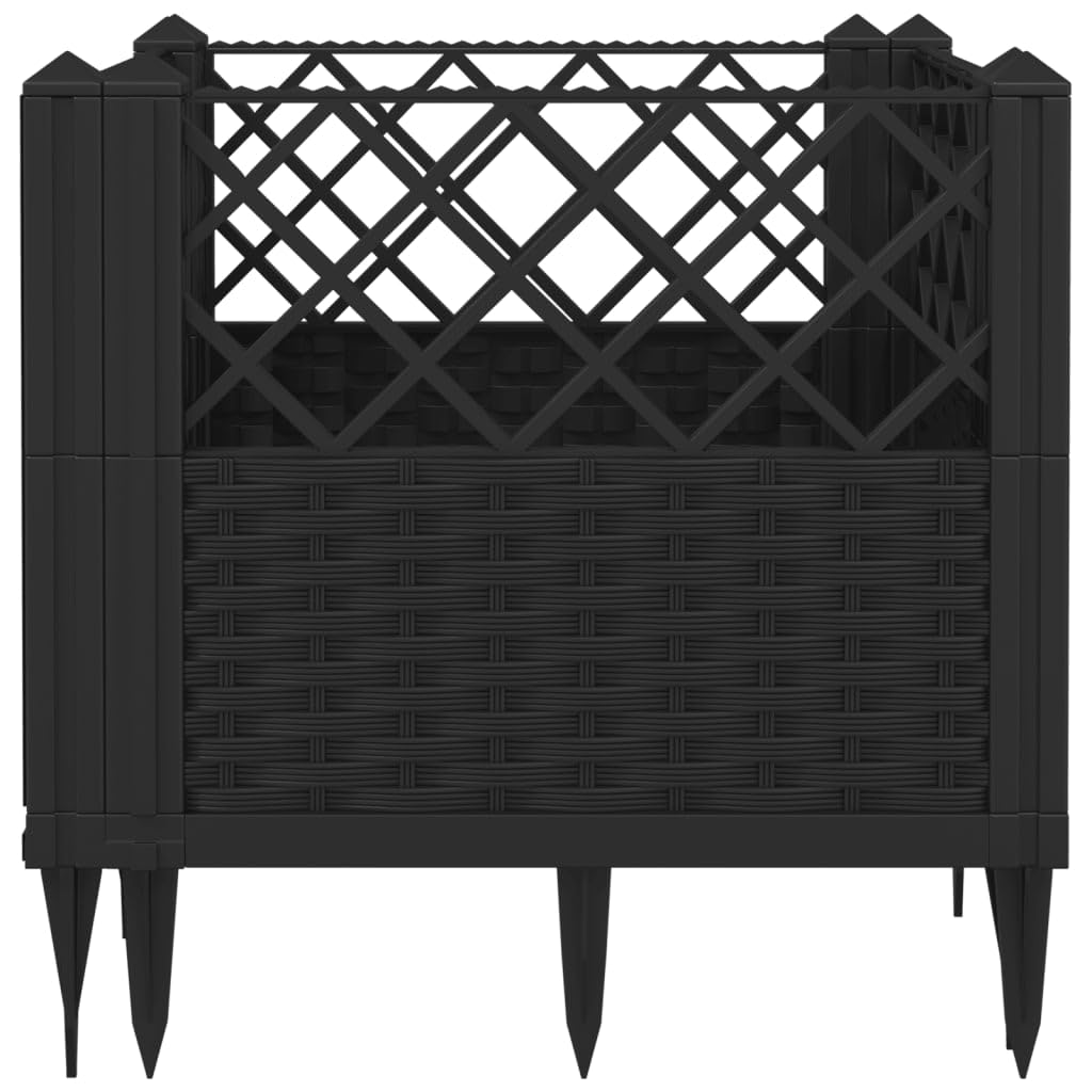 Xolmizyn Modular Garden Planter 17.1 Inch Square Basketweave Flower Pot for Outdoor Terrace Patio Deck Balcony Plants Vegetables Herbs Durable Polypropylene Black