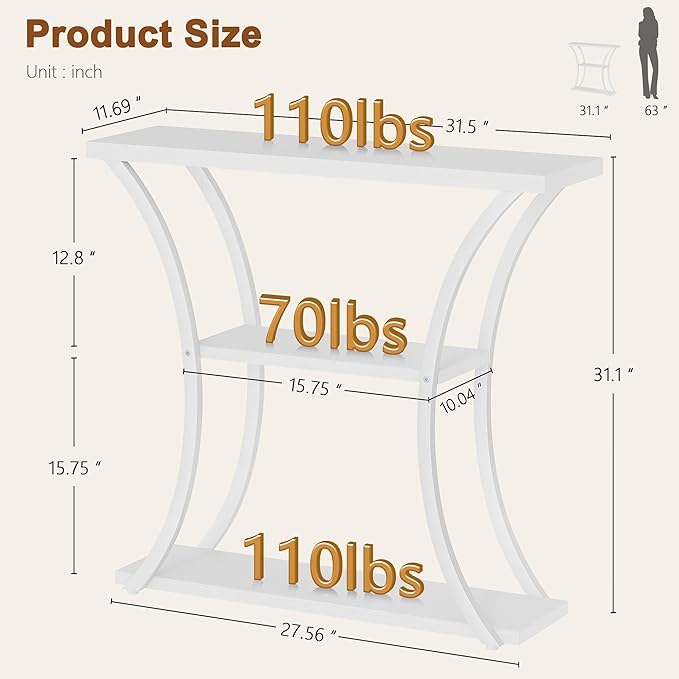 Hoctieon 3 Tier Console Table