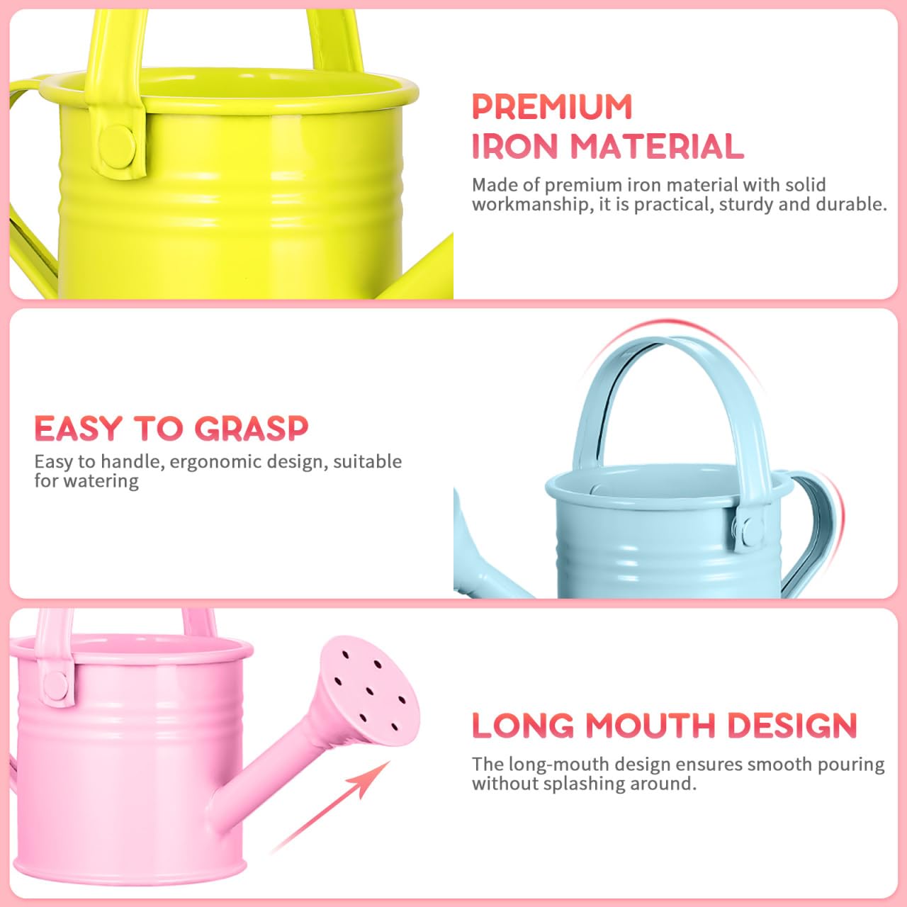 Healeved 5Pcs Iron Kids Watering Cans Chic Small Water Can Watering Bucket Kids Watering Tin Can for Garden Beach Water Bucket for Kids