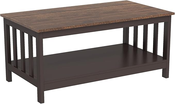 ChooChoo Farmhouse Coffee Table, Espresso Living Room Table