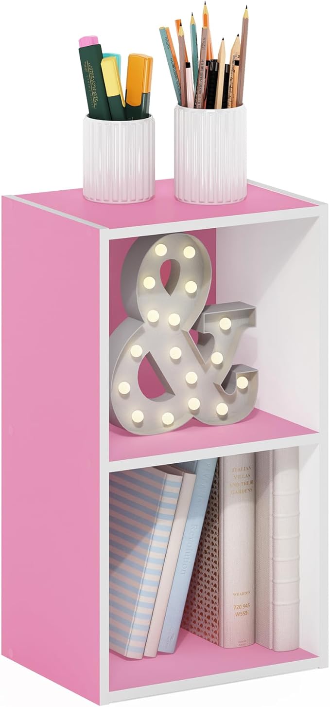 Furinno PASIR Book Shelf, 2-Tier Modern Bookshelf, Open Shelves Bookcase 9 x 12