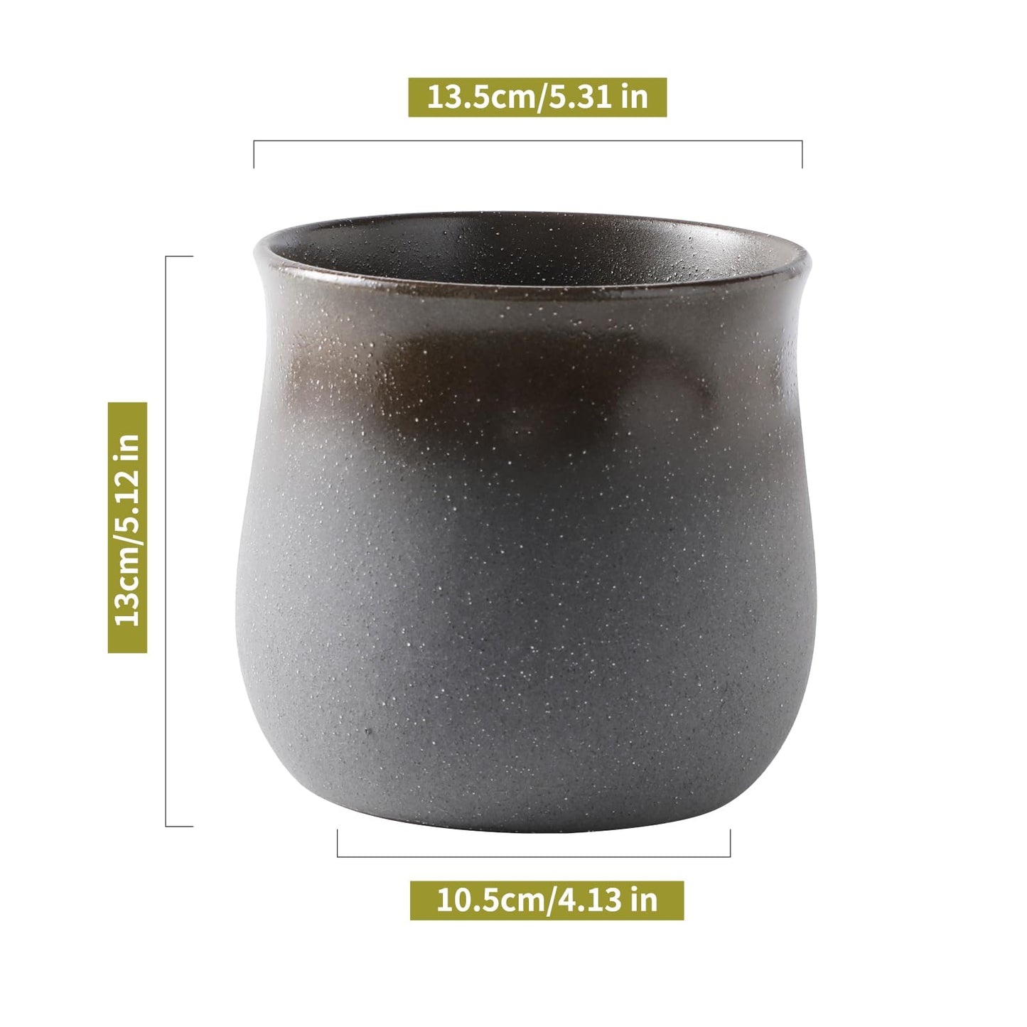 5.5 inch Ceramic Flower Pot, Indoor Outdoor Flower Planter, Grey and Black for Succulents, Cacti, Herbs, Suitable for Dried Plants and Fresh Plants