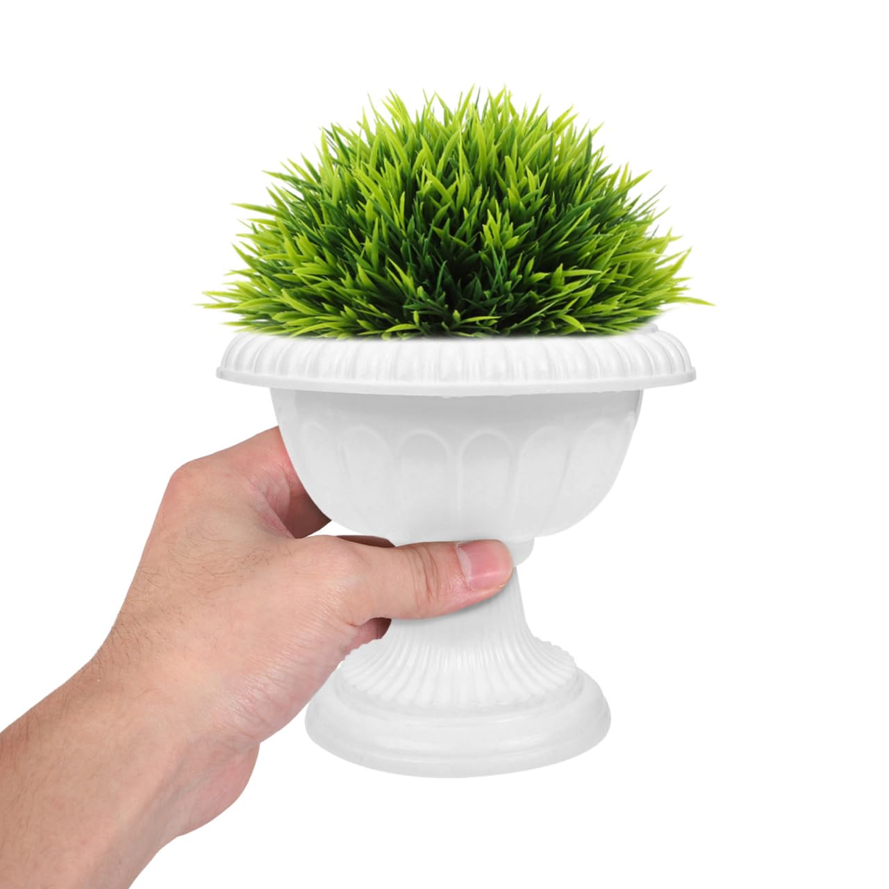Cabilock 4pcs Flower Pot Planter Classic Traditional Urn Planter White Flower Holder Detachable Garden Succulent Container Front Porch Flowerpot