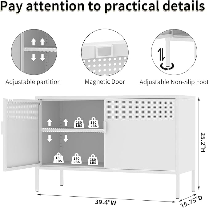 White Metal Storage Cabinet