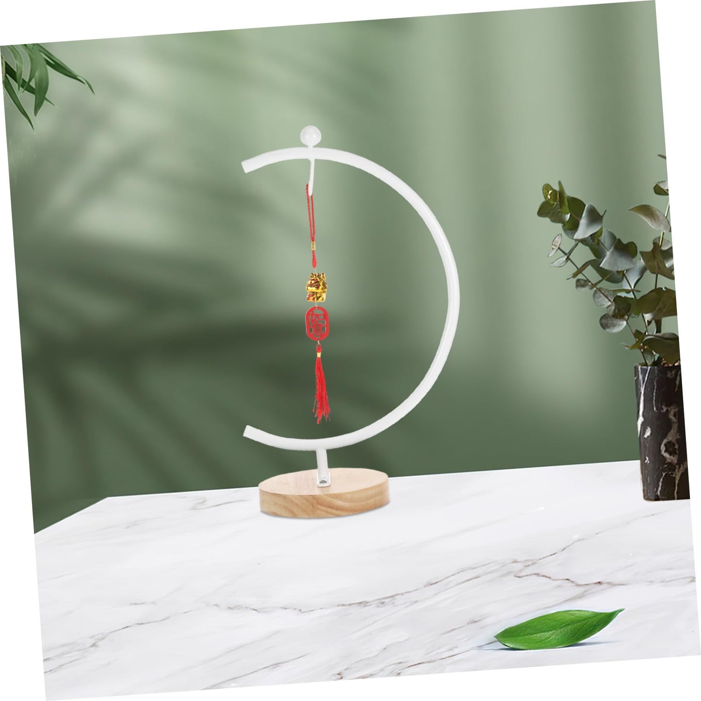 DECHOUS Wooden Base Ornament Display Stand with Hook for Hanging Globe Terrariums and Air Plants Space-saving Hanger Rack for Glass Balls Elegant Indoor Decor for Weddings and Home