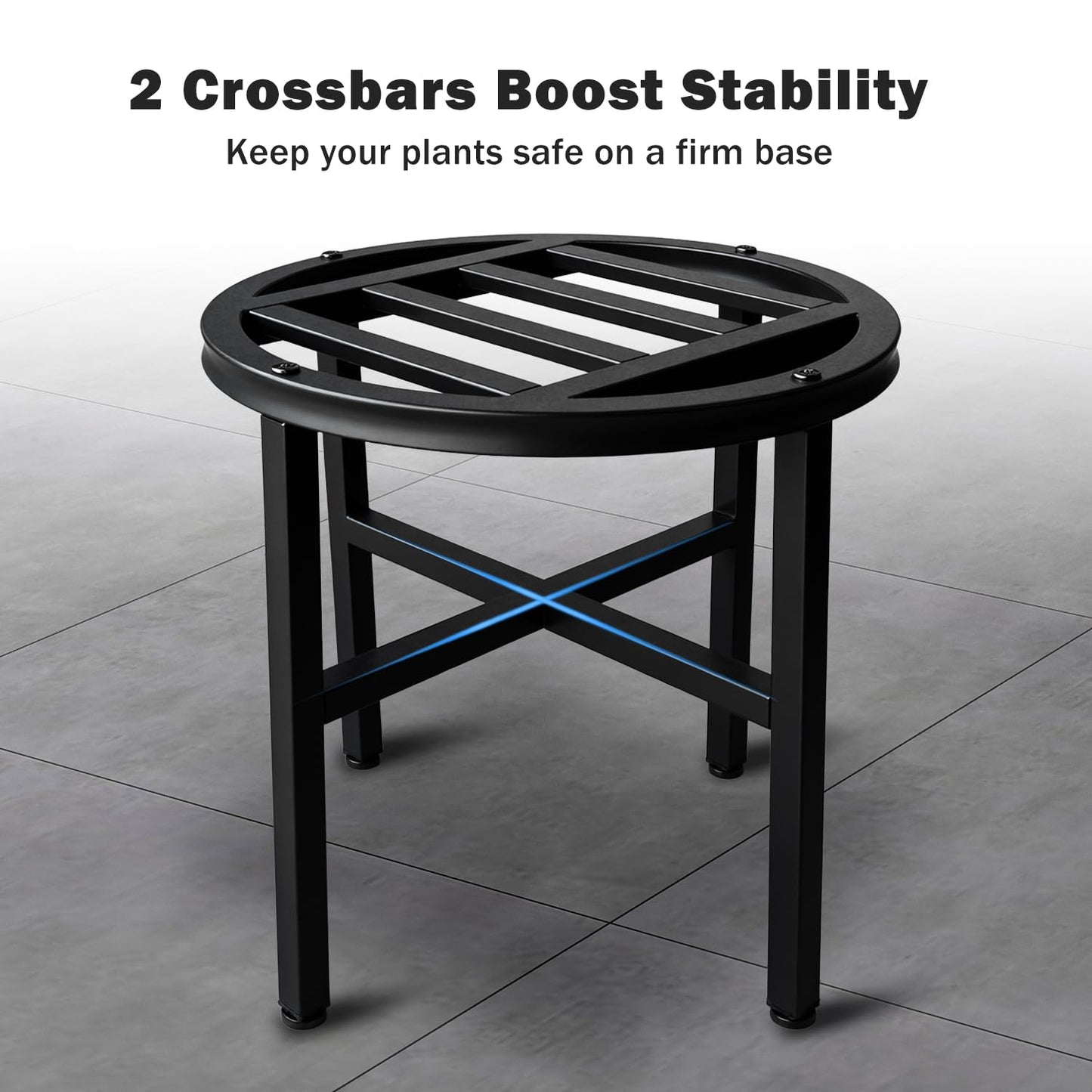 Hongsane Plant Stand Indoor Outdoor,13 Inch Round Metal Plant Stands Riser,Heavy Duty Wrought Iron Pedestal Holders for Large Flower Pot,Outside Rust-Proof Black Flower Display Shelf for Patio,2-Pack