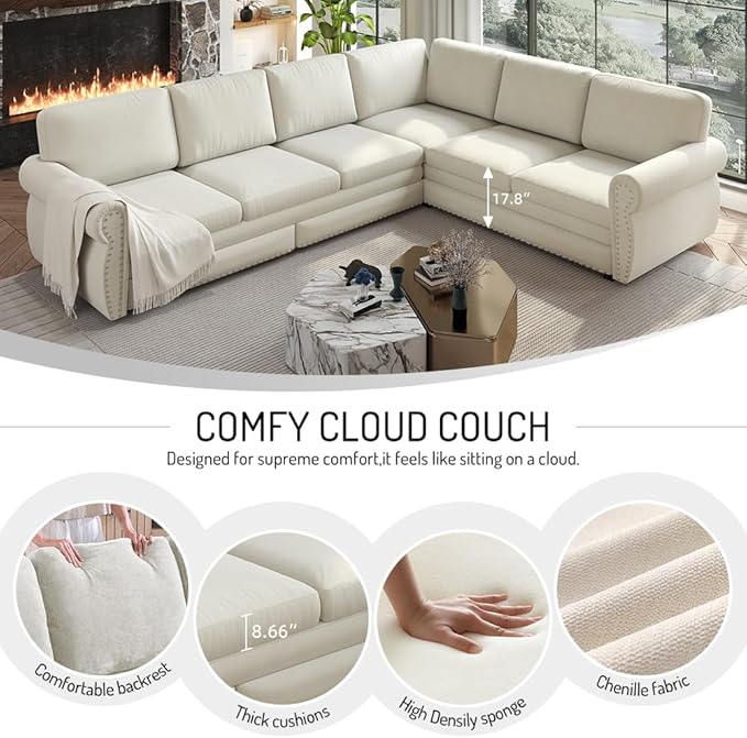 118" L-Shaped Sleeper Couch Bed