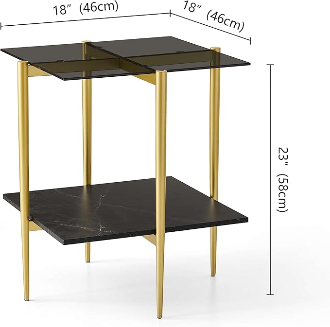 LumFurn Glass End Table, Mid-Century Modern Design Sofa Table,