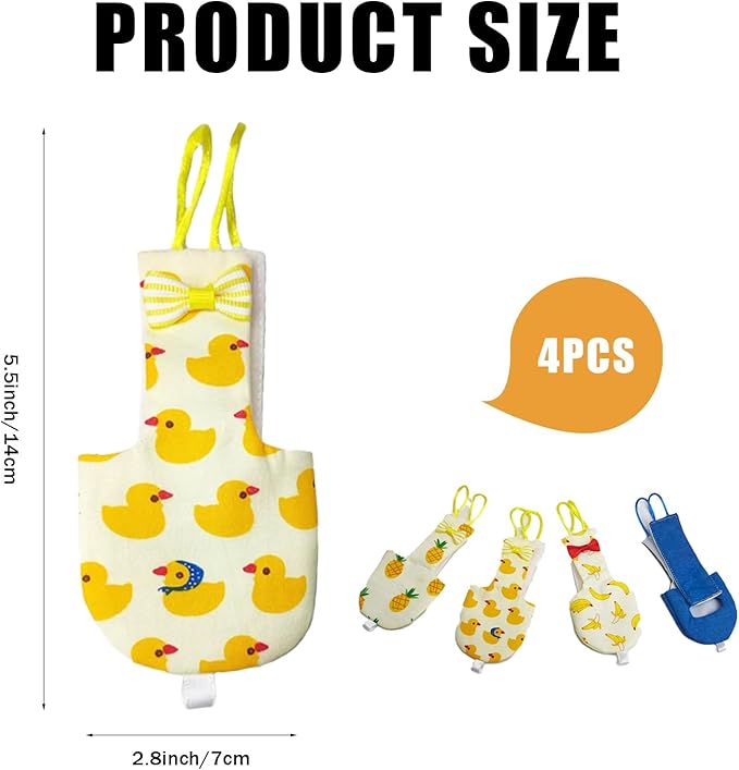 4 Pcs Bird Diaper Parrot Nappy Reusable Flight Suit with Waterproof Inner for Parakeet Cockatiel Mini Macaw Budgie Canary Cute Style (M)
