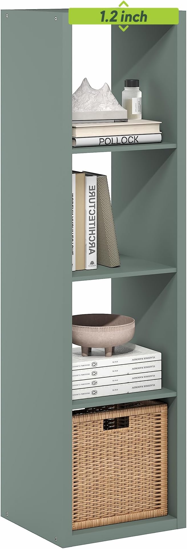 Furinno Cubicle Book Shelf, Vertical 4-Cube Bookshelf, Extra Thick Horizontally