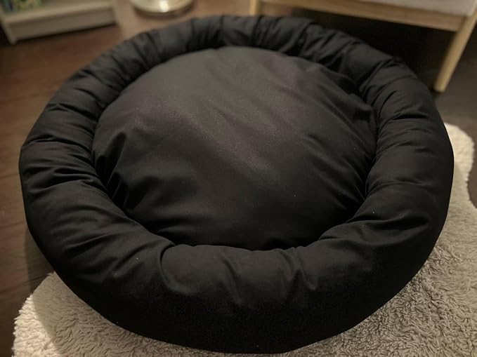 Organic Cotton Canvas Dog Bed: Removable Cover, Natural Fill - Made in USA (Black, X Large 42" x 8" inches)