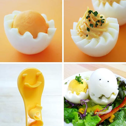 4 PACK Fancy Cut Eggs Cutters, Fancy Cooked Eggs Cutter Multi-functional Household Egg Cut Flower Shaper, Exquisite Kitchen Accessories, Easy to Clean (2 Shapes)