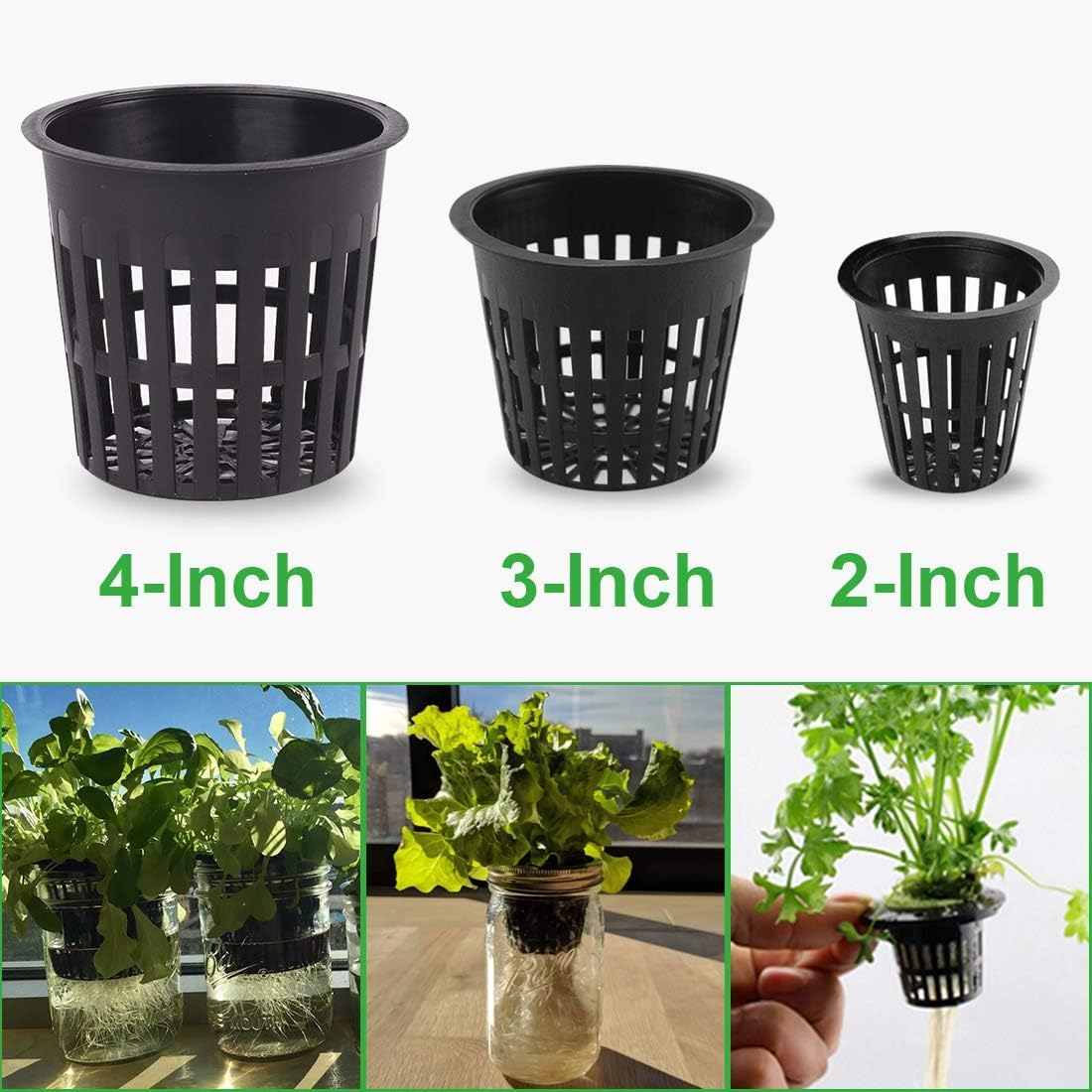 GROWNEER Net Pot for Hydroponics 100 Pcs 2 Inch Garden Slotted Mesh Net Cups, Heavy Duty Hydroponic Pots Supplies with 50Pcs Plant Labels, Planting Grow Basket for Indoor Outdoor Aquaponics Growing