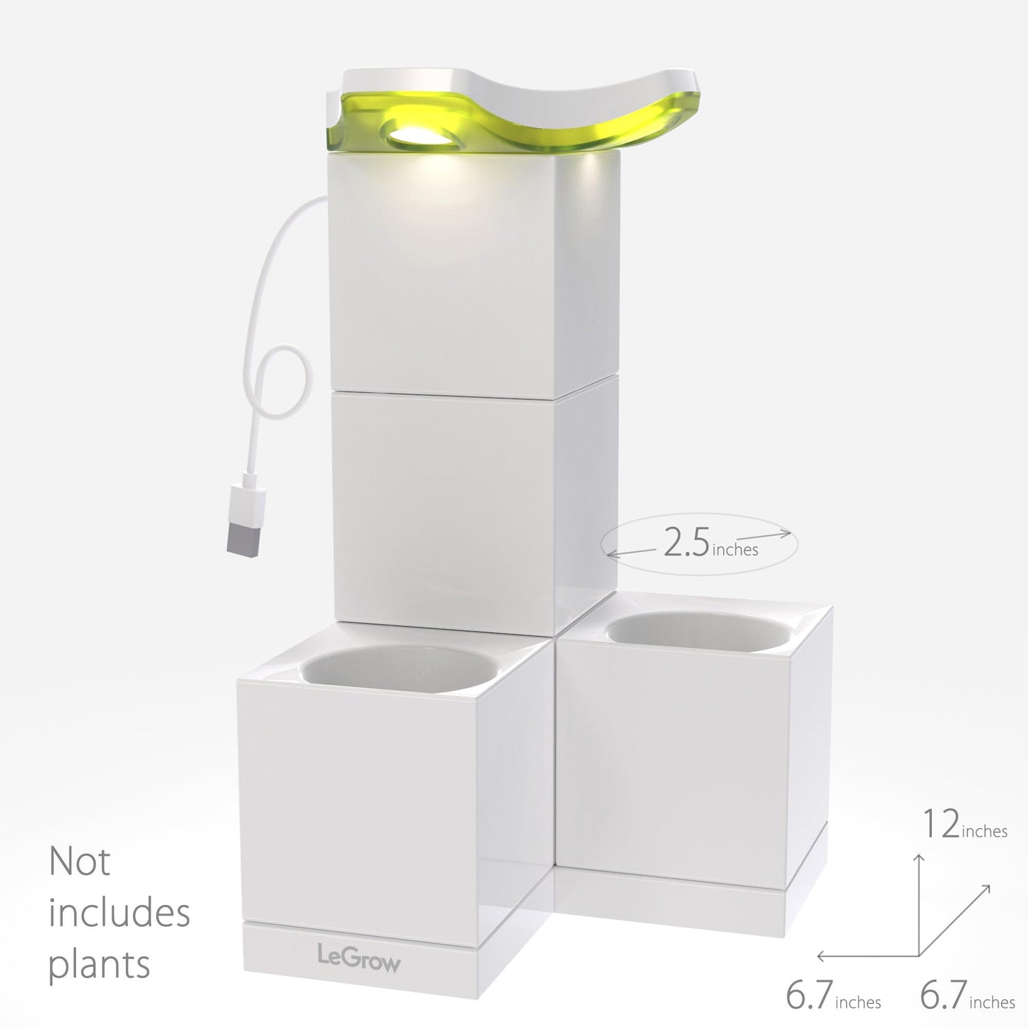 LeGrow Indoor Planter with LED Grow Light, Automatic 12 Hours Timer, 7 Days Watering-Free, 2 Self Watering Pots for Small Plants, Home Decor & Office Desktop, White