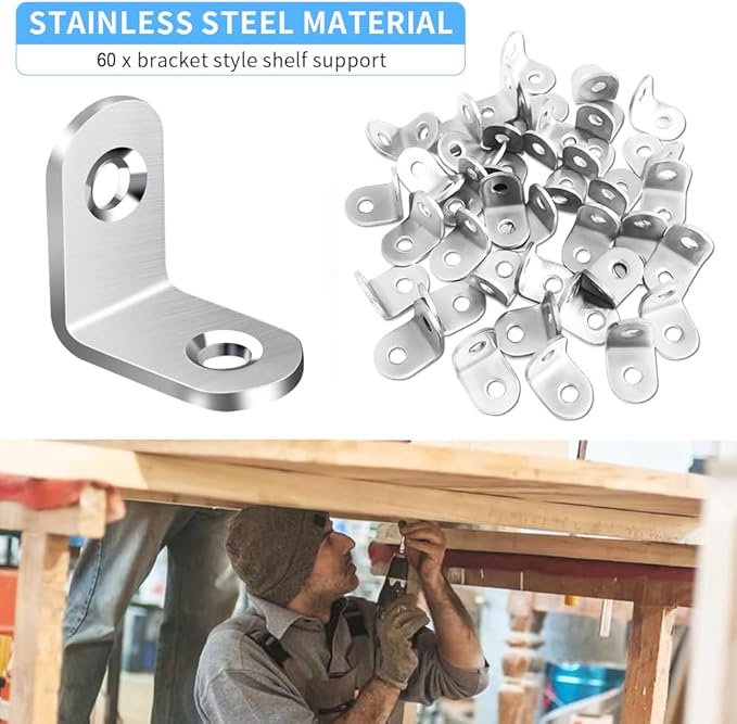 40PCS L Bracket Corner Brace, Stainless Steel L Brackets