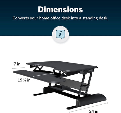 Vari - VariDesk Essential 36 - Two-Tier Standing Desk Converter for Monitor & Accessories - Height Adjustable Sit Stand Desk - Fully Assembled Monitor Riser for Home Office - 36" Wide, Black