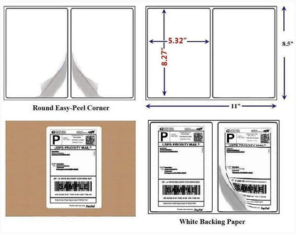 BESTEASY 1000 Round Corner Half Sheet Self Adhesive Shipping Labels for Laser and Ink Jet Printers, White Blank (500 Sheets, 1000 Labels)