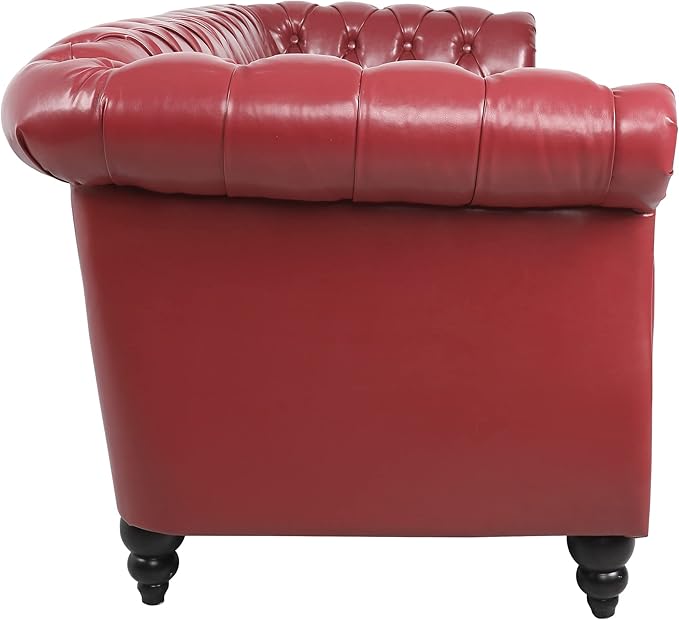 LEVNARY Chesterfield Sofa, Classic Tufted Upholstered Leather Couch, Modern 3