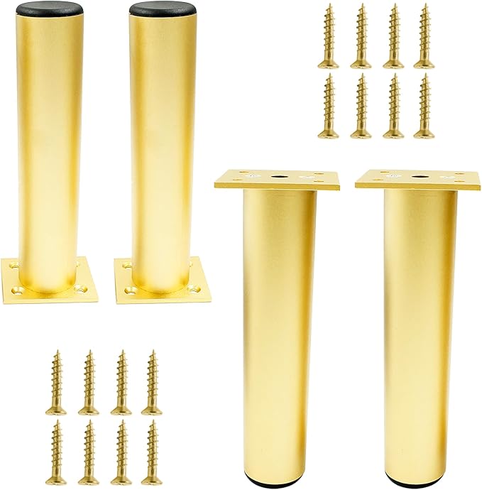 Set of 4 Aluminum Alloy Furniture Legs 7 Inch Height, 1.5 Inch Diameter