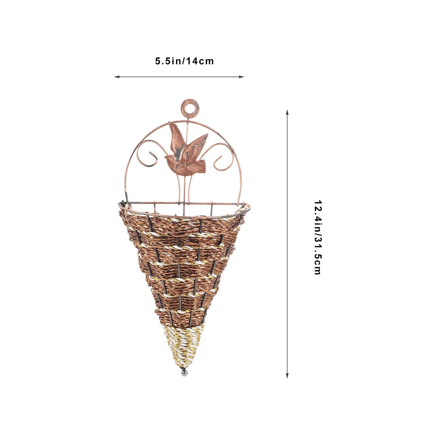Abaodam 2Pcs Wall Hanging Flower Pots Rattan Planter Basket Set 12.40X5.51X2.75In Space-Saving Wall Mounted Flowerpot Decor for Indoor Outdoor Garden Patio
