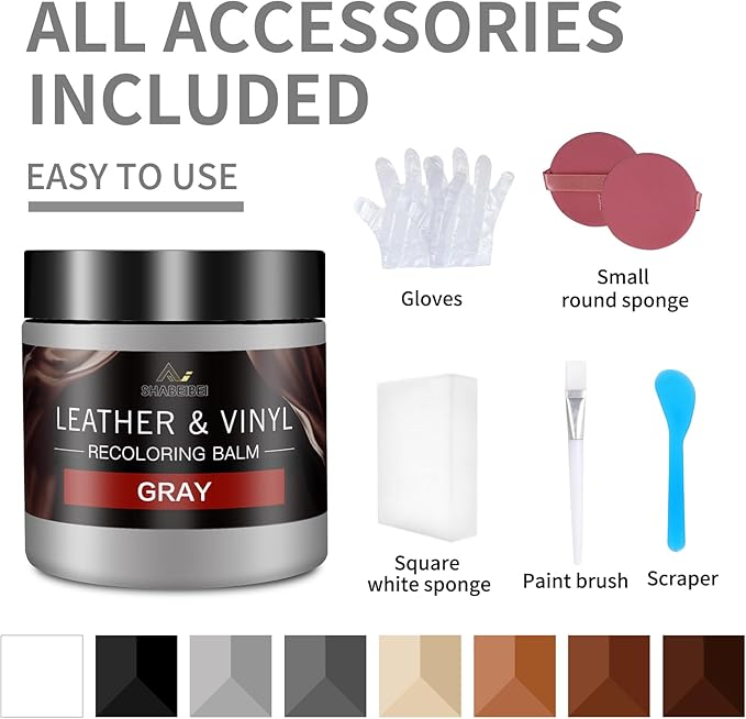 Leather Recoloring Balm with 100ml Mink Oil, Car Seats, Dye & Restorer