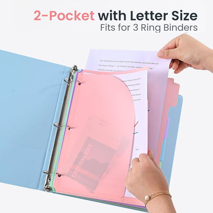 5-Tab Dividers for 3 Ring Binder, 30 Counts Durable Binder Dividers Index with Pocket for 8.5 x 11'', Binder Dividers with 1/5 Cut Tabs for School Office Organization(XY026) (6)