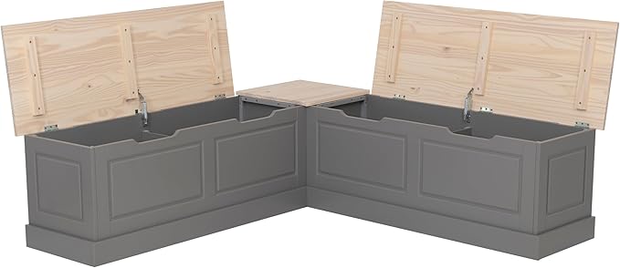 Linon Harris Grey and Maple Solid Pine Backless Nook